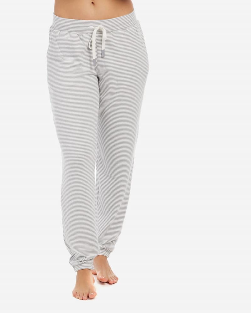 Front of a model wearing a size L Mini-Stripe Jogger in Grey in Grey by PJ Salvage. | dia_product_style_image_id:338585